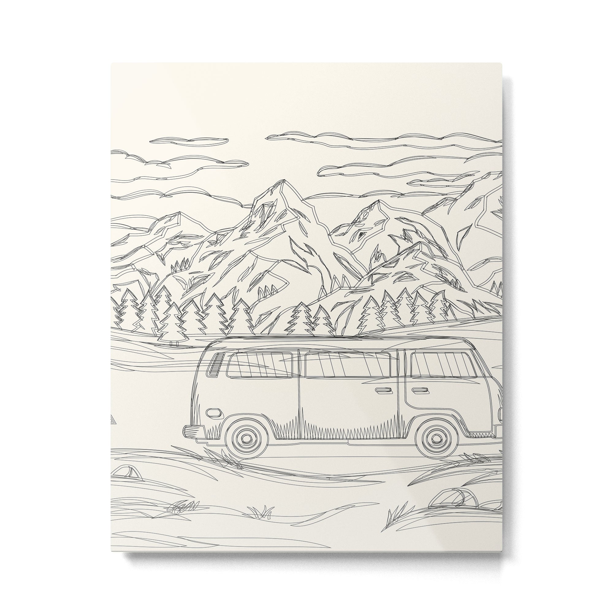 Mountain Road Linescape Metal Print