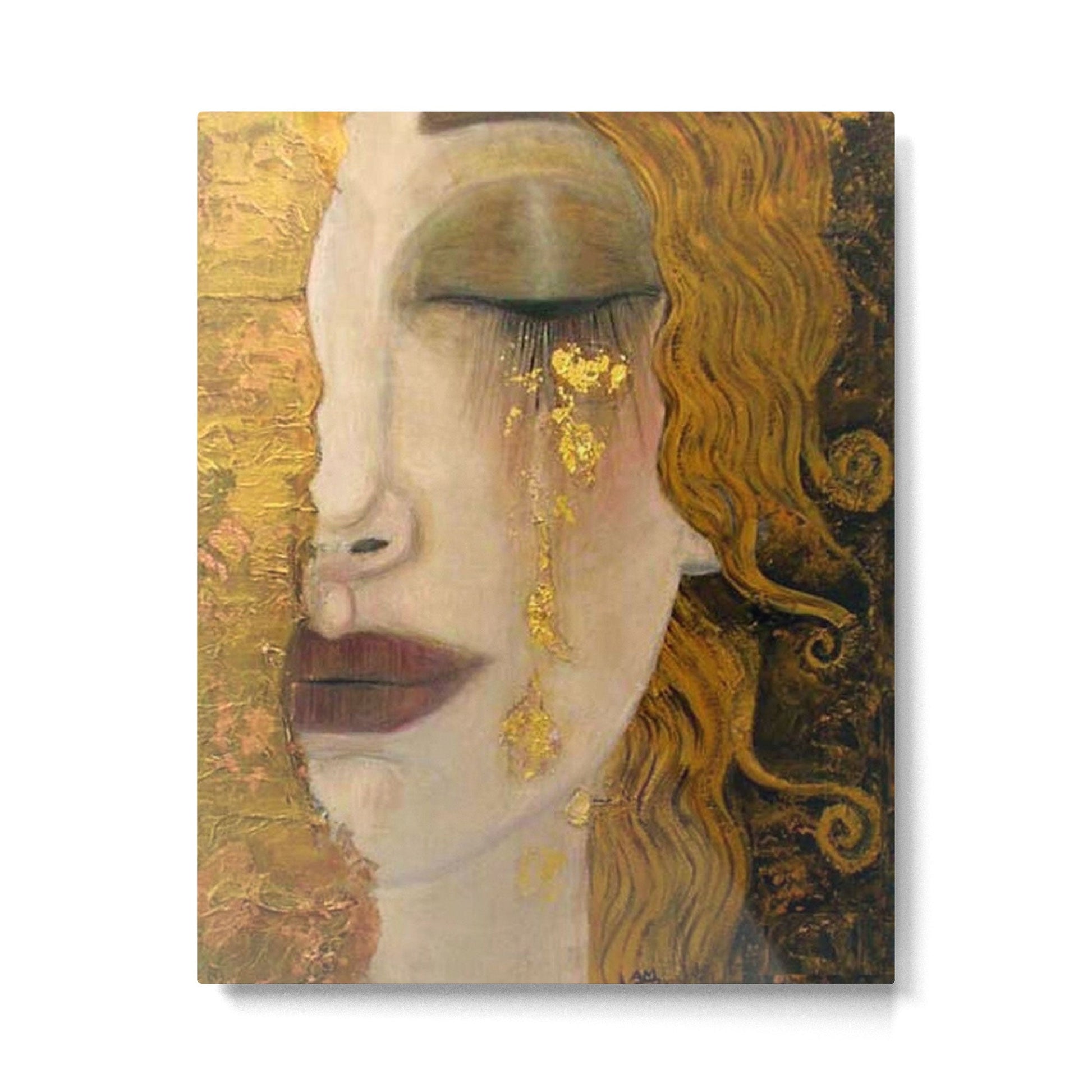 Golden Tears (Freya's Heartache) portrait painting by Gustav Klimt Metal Print