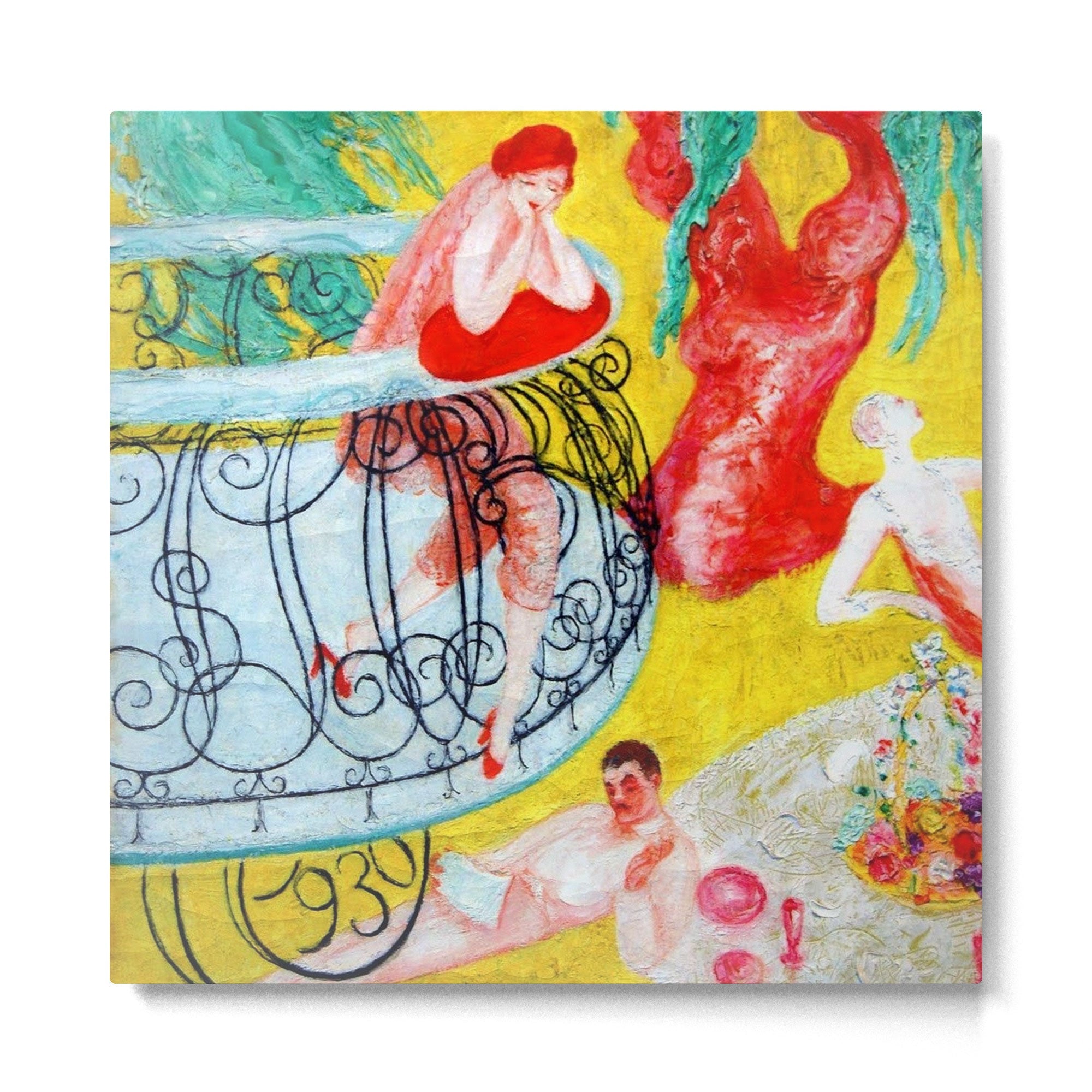 Love Flight of a Pink Candy Heart' landscape painting by Florine Stettheimer Metal Print