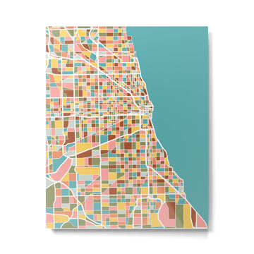 Chicago Map Art Metal Print