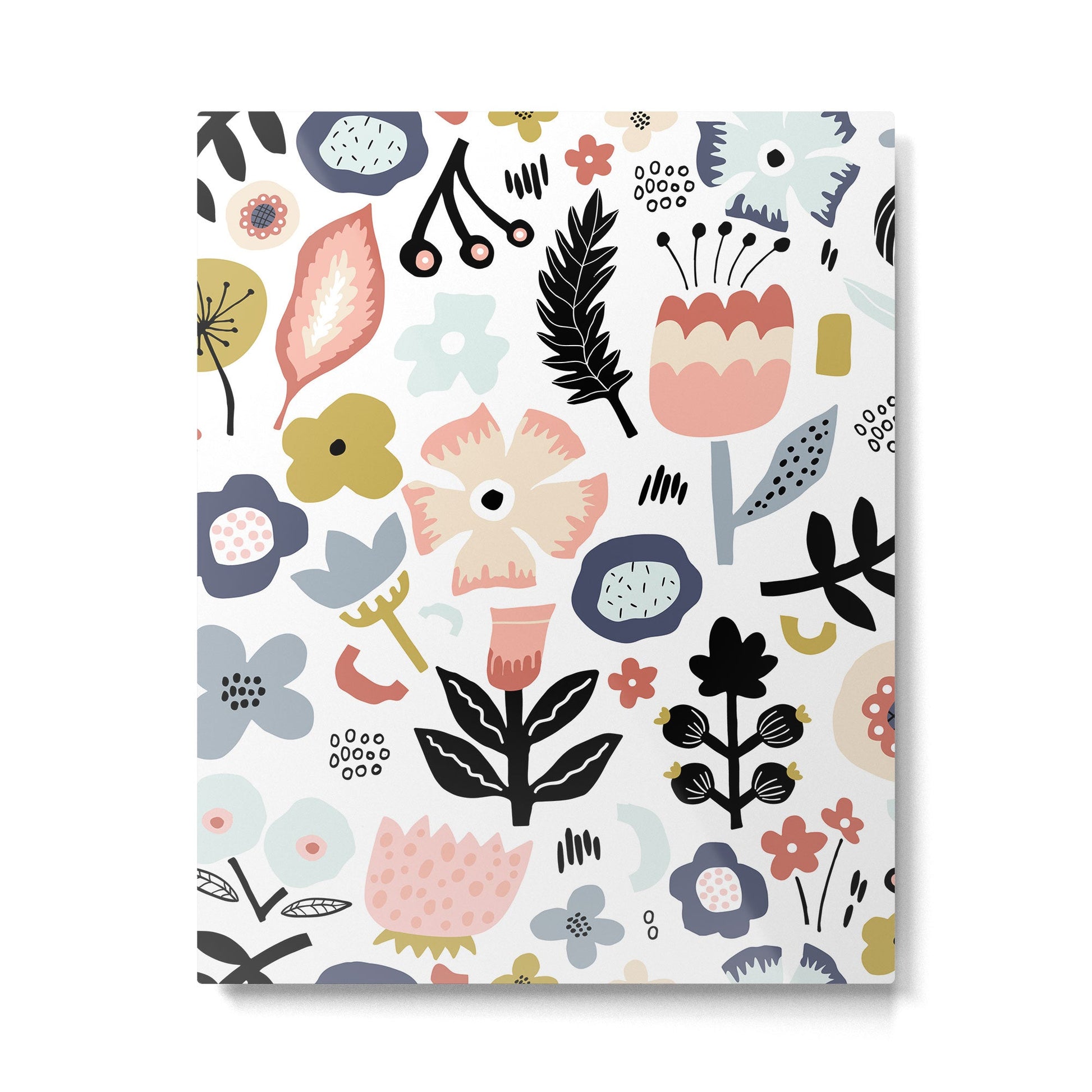Naive Floral Scandinavian Design Metal Print