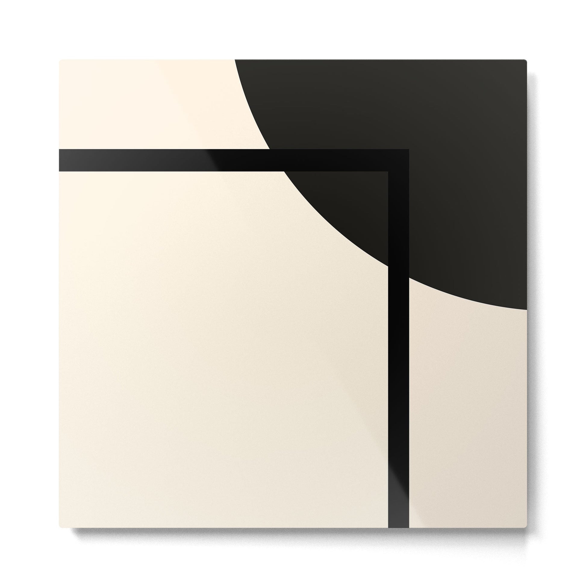 Fusion - Minimalist Geometric in Black and Almond Cream Metal Print