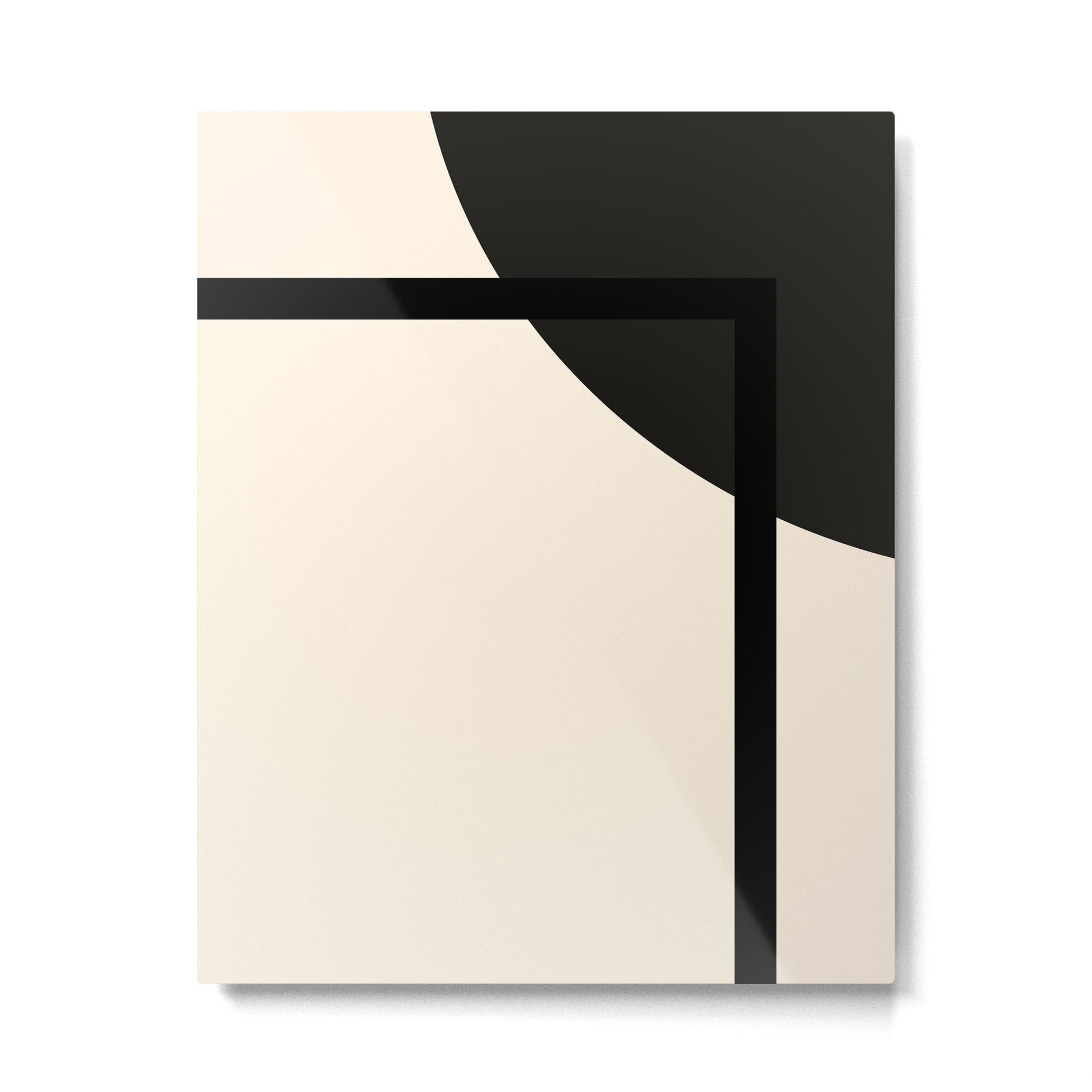 Fusion - Minimalist Geometric in Black and Almond Cream Metal Print