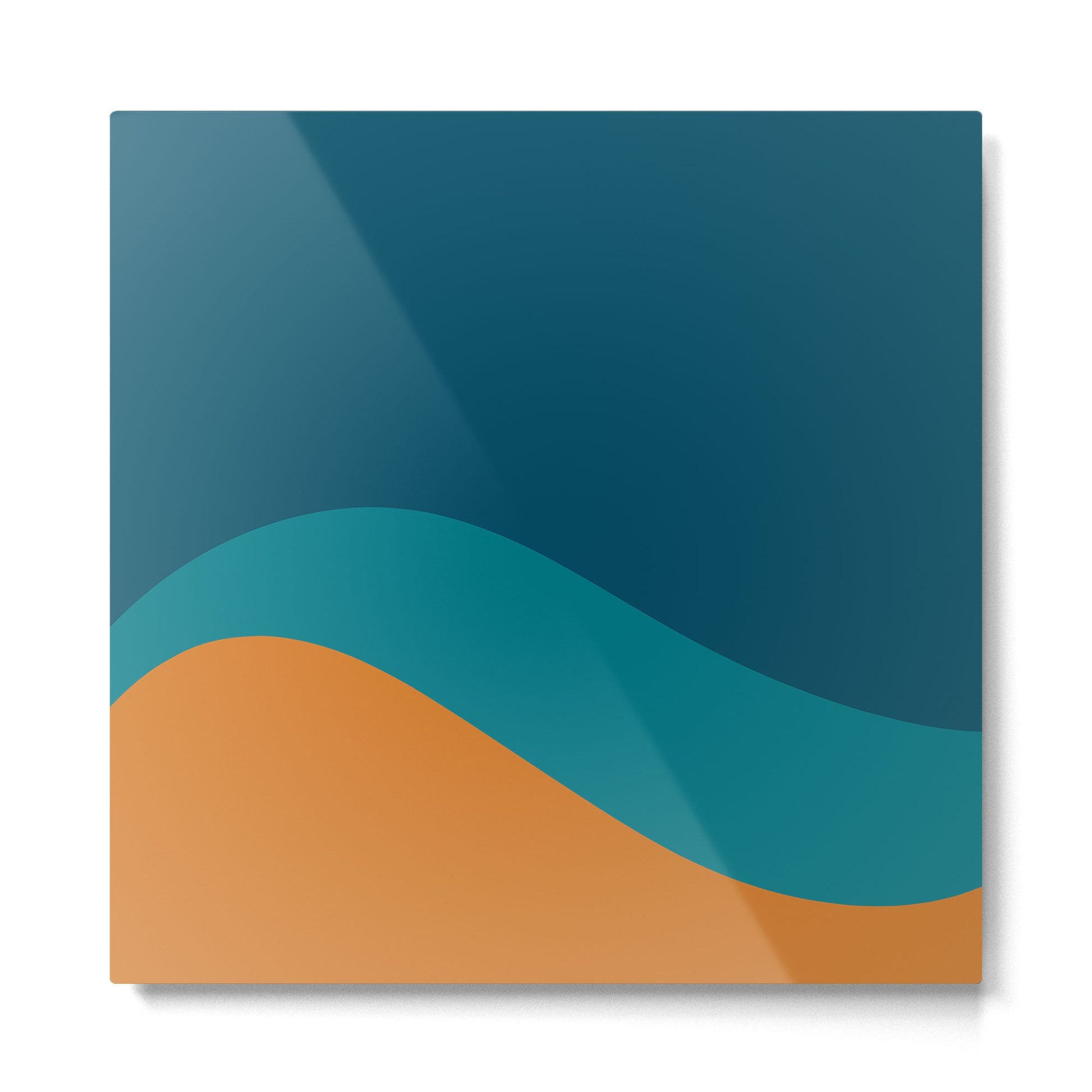 Moderna Bold Wave - Minimalism in Blue, Teal, and Orange Metal Print