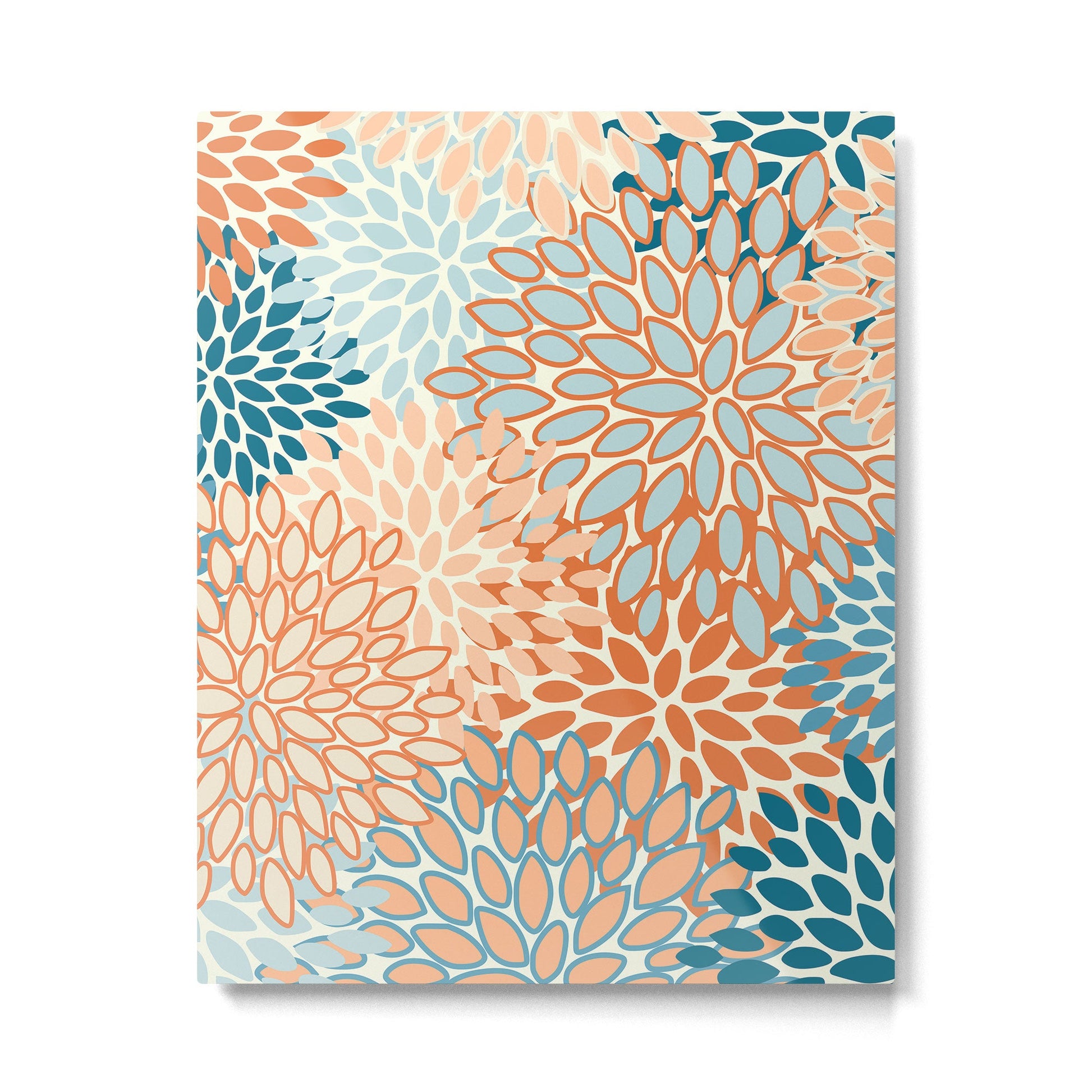 Festive, Floral Prints, Blooms, Orange, Teal Metal Print