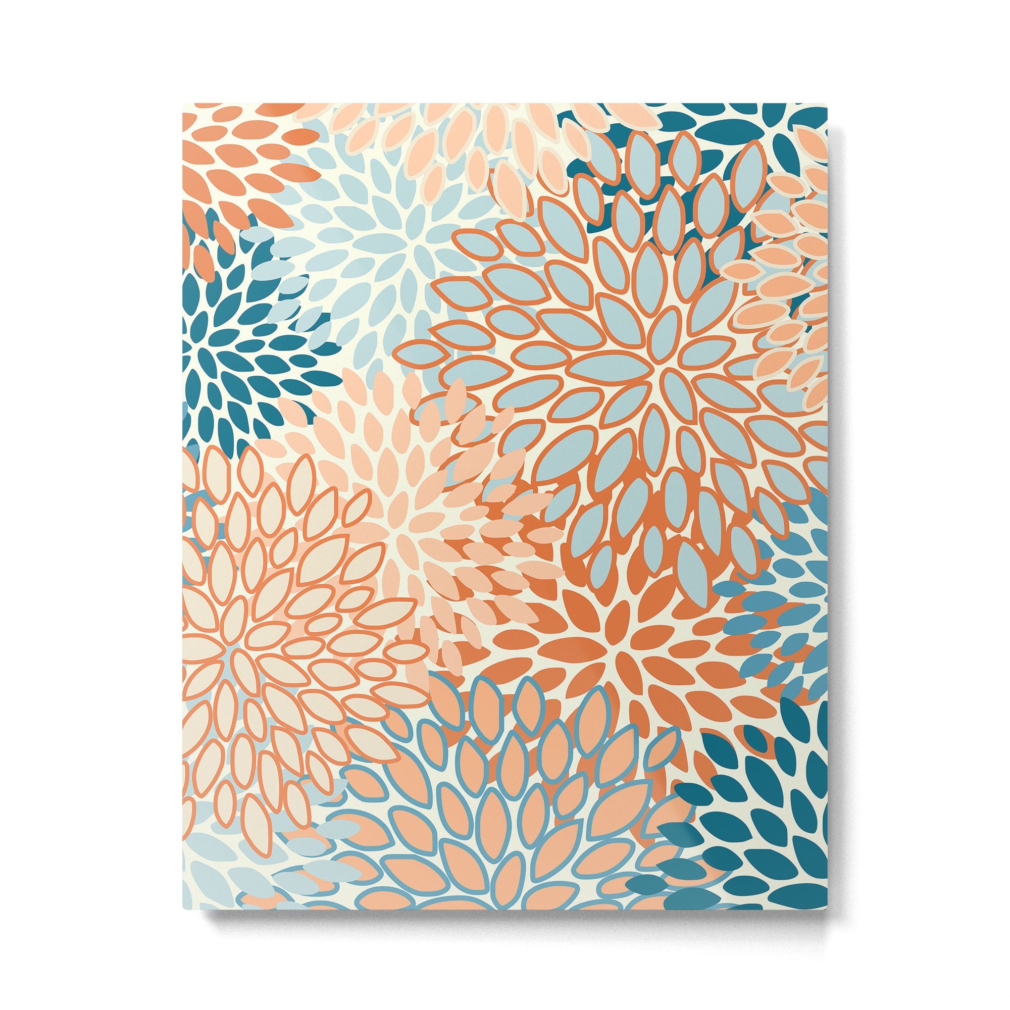 Festive, Floral Prints, Blooms, Orange, Teal Metal Print