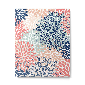 Festive, Floral Prints, Coral, Navy, Aqua Metal Print