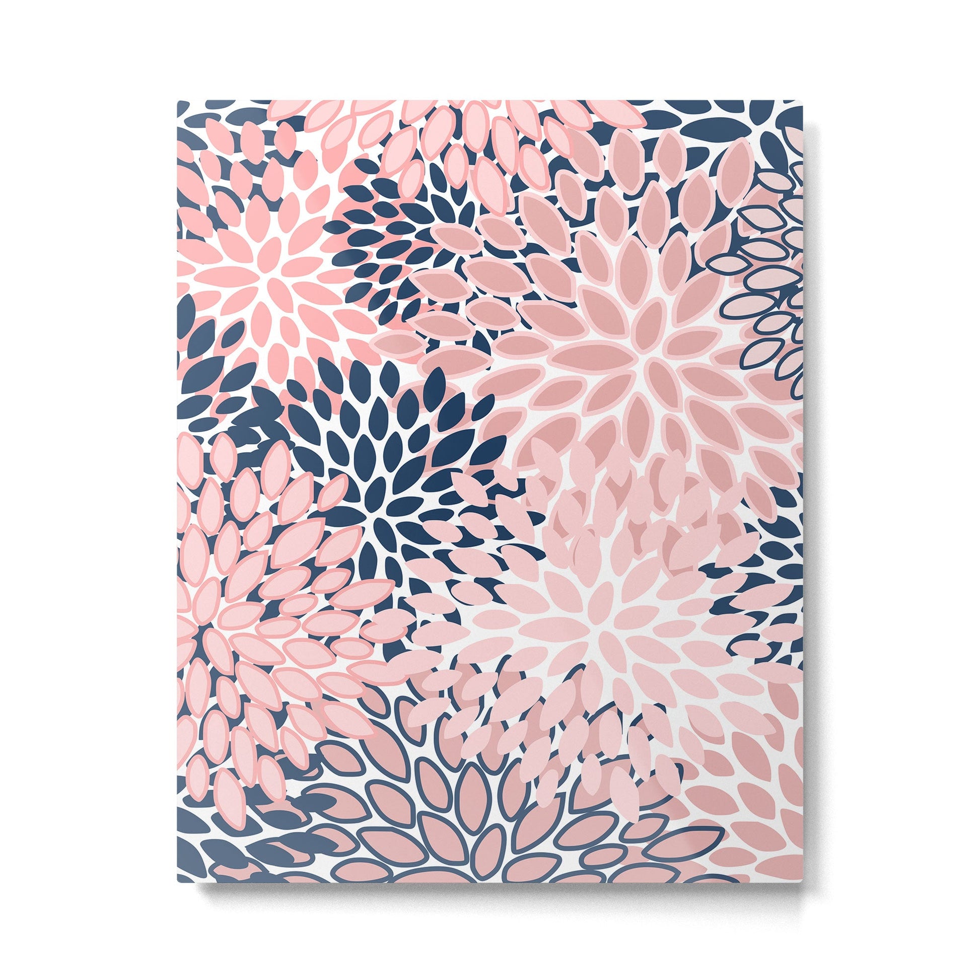 Festive, Floral Prints, Pink and Navy Blue Metal Print