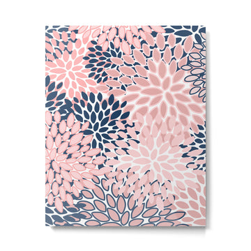 Festive, Floral Prints, Pink and Navy Blue Metal Print