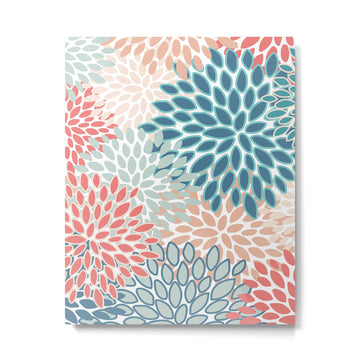 Festive, Floral Prints, Teal, Coral, Peach Metal Print
