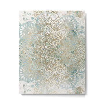 Mandala Flower, Teal and Gold, Floral Prints Metal Print
