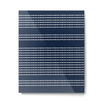 Spotted, African Pattern in Blue and White Metal Print