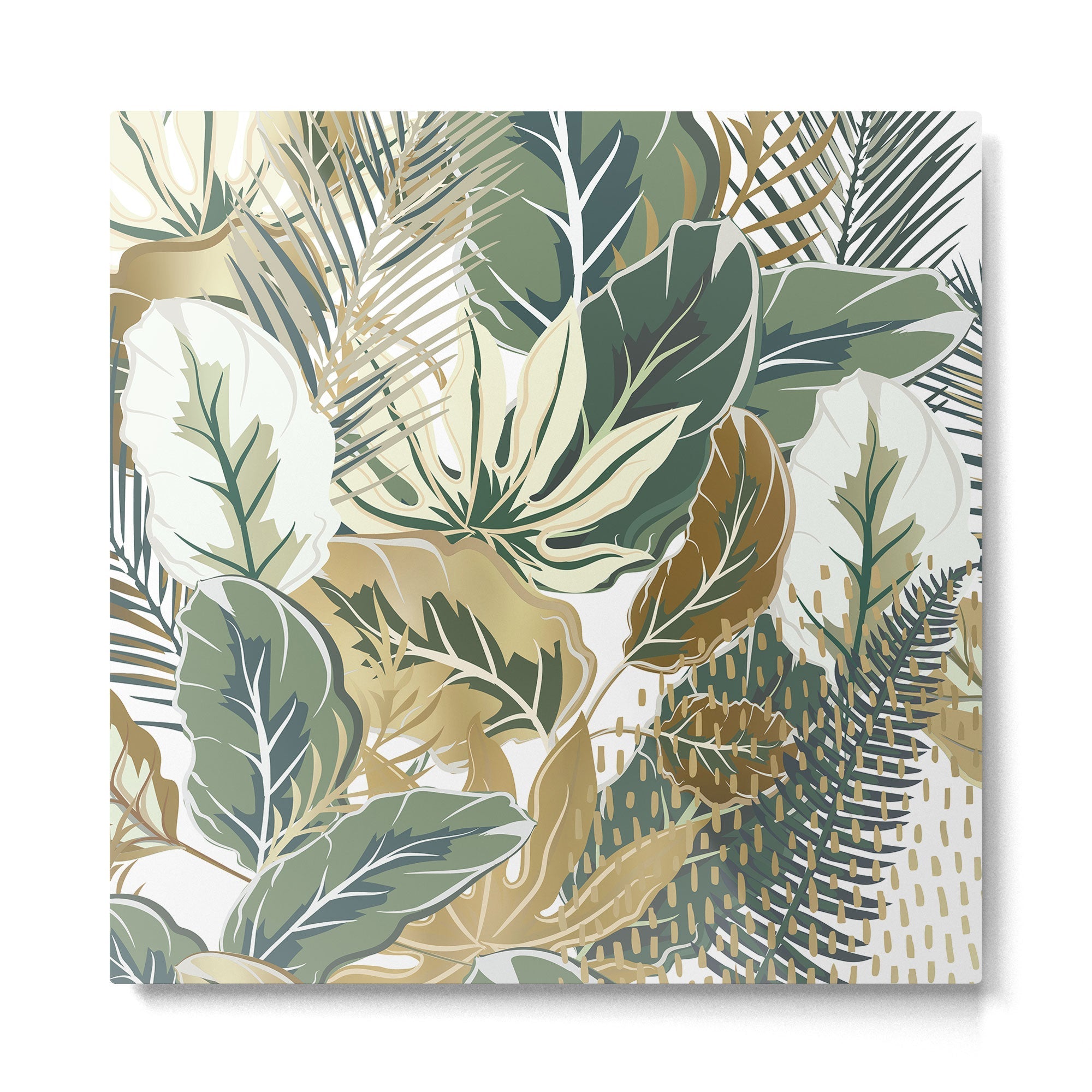 Wild Tropical Prints, Green and Gold Metal Print