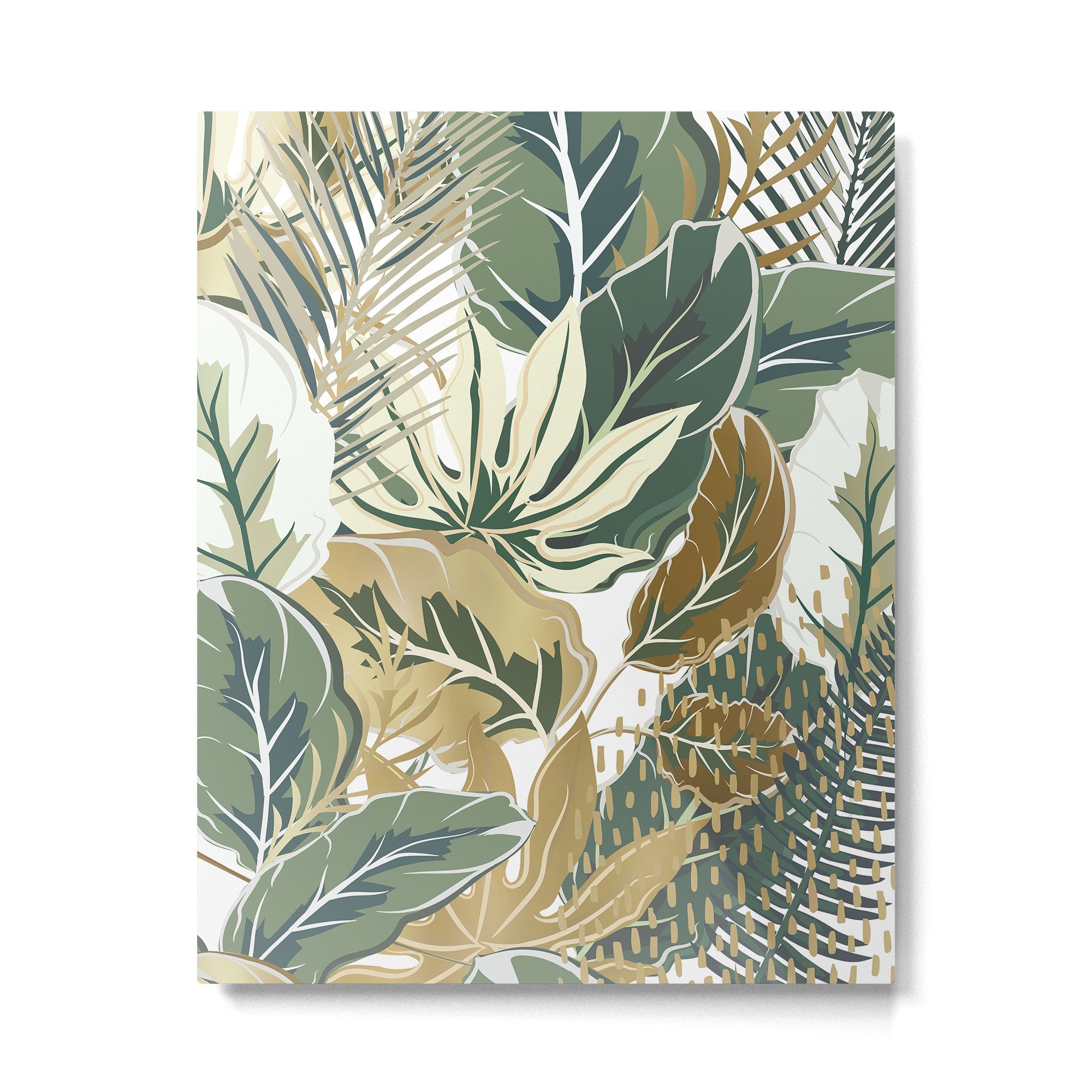 Wild Tropical Prints, Green and Gold Metal Print