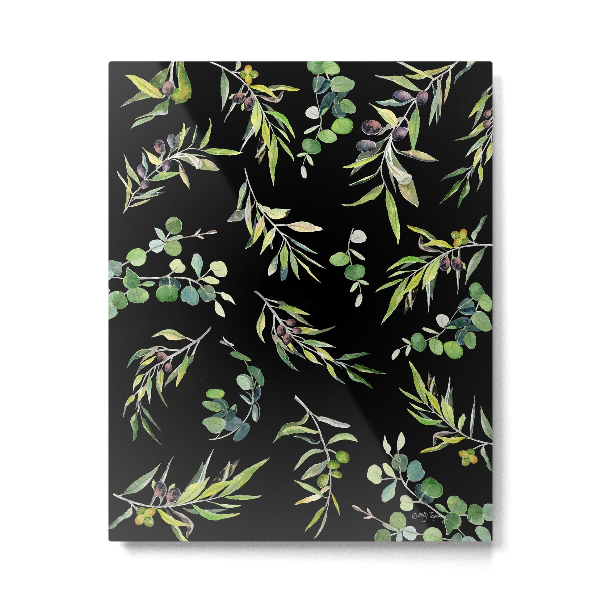 Eucalyptus and Olive Pattern  Metal Print