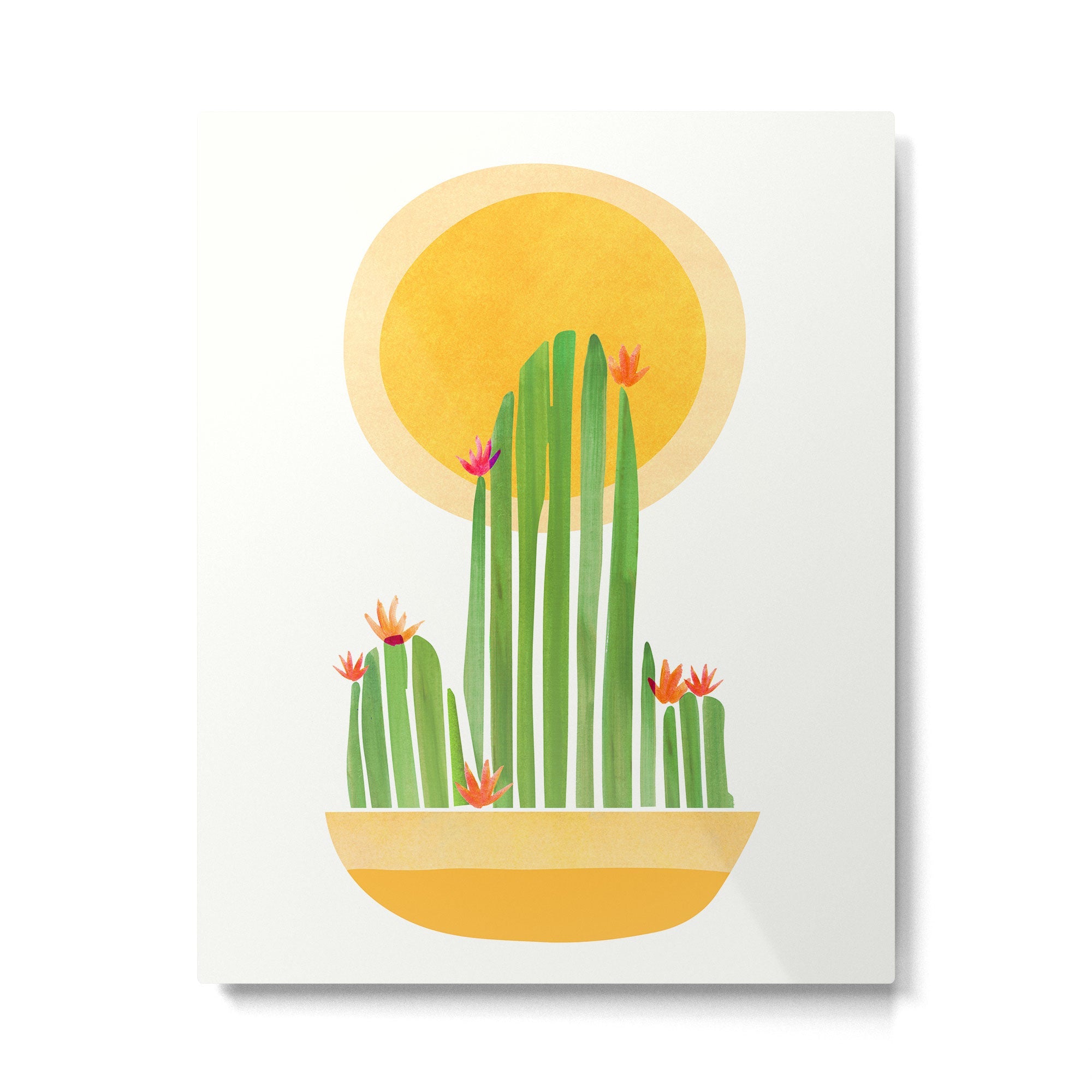 Golden Summer Cactus Metal Print