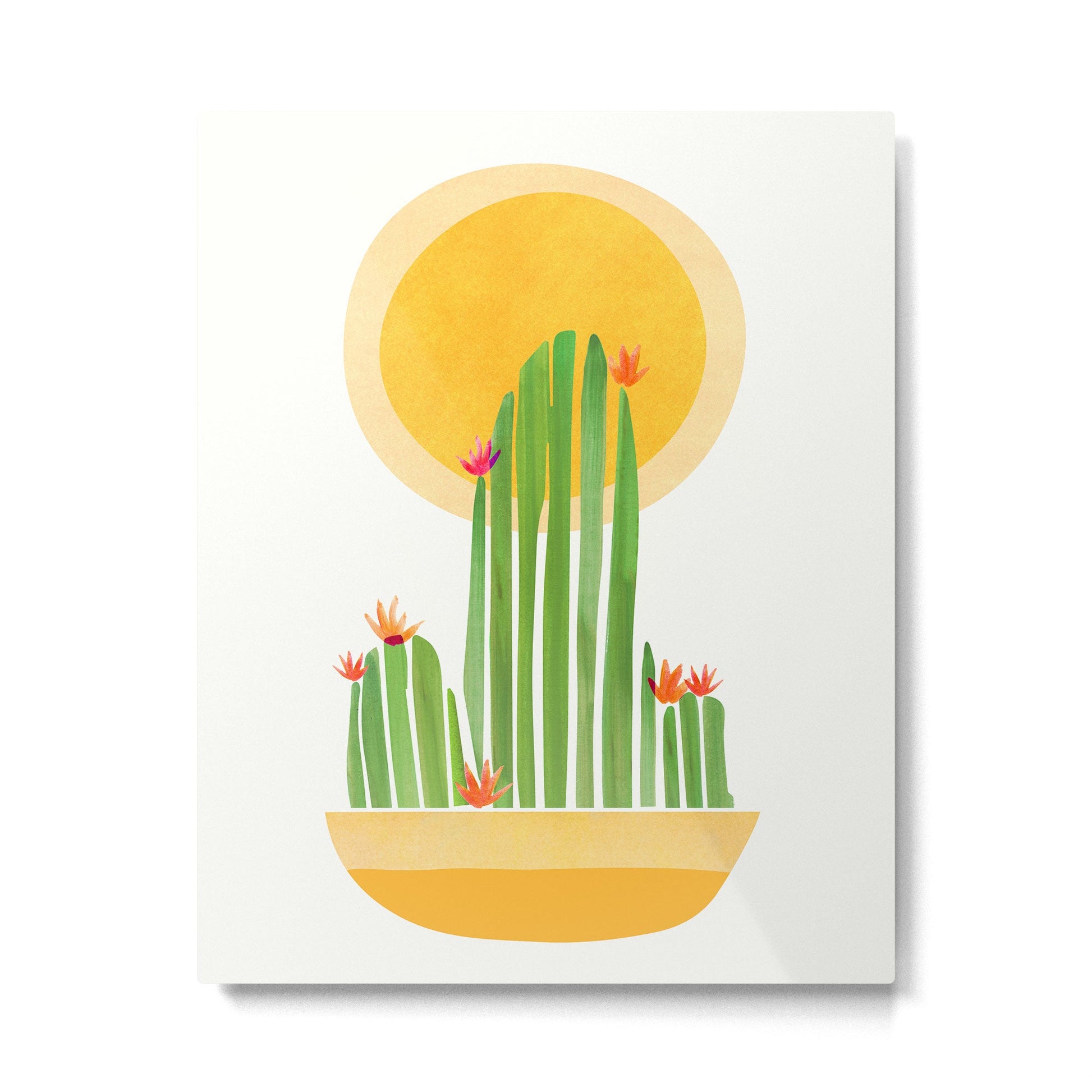 Golden Summer Cactus Metal Print