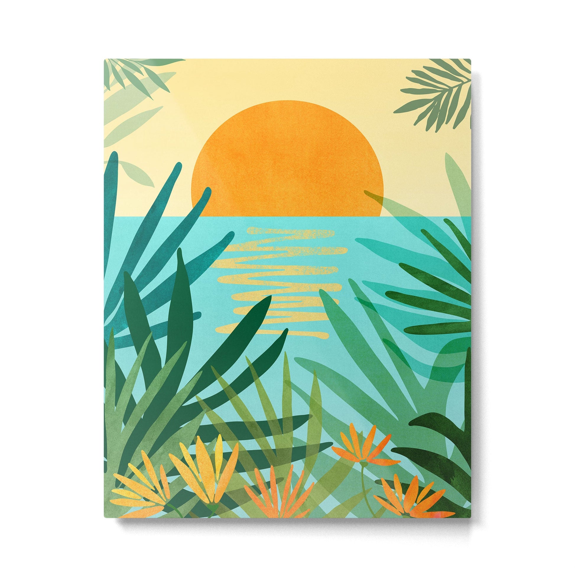 Tropical Ocean View Landscape Illustration Metal Print