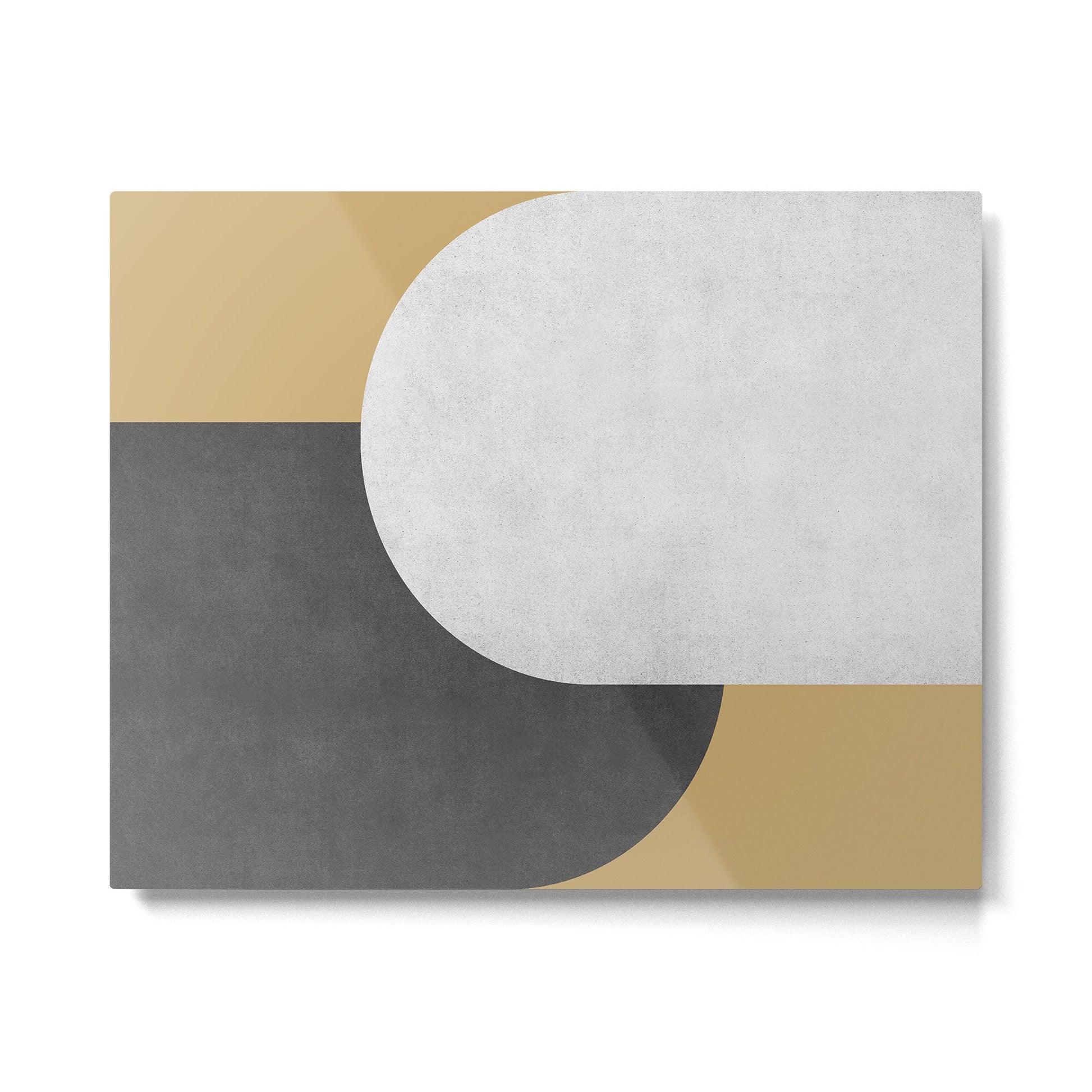 Halfmoon Colorblock - Black White on Gold Metal Print