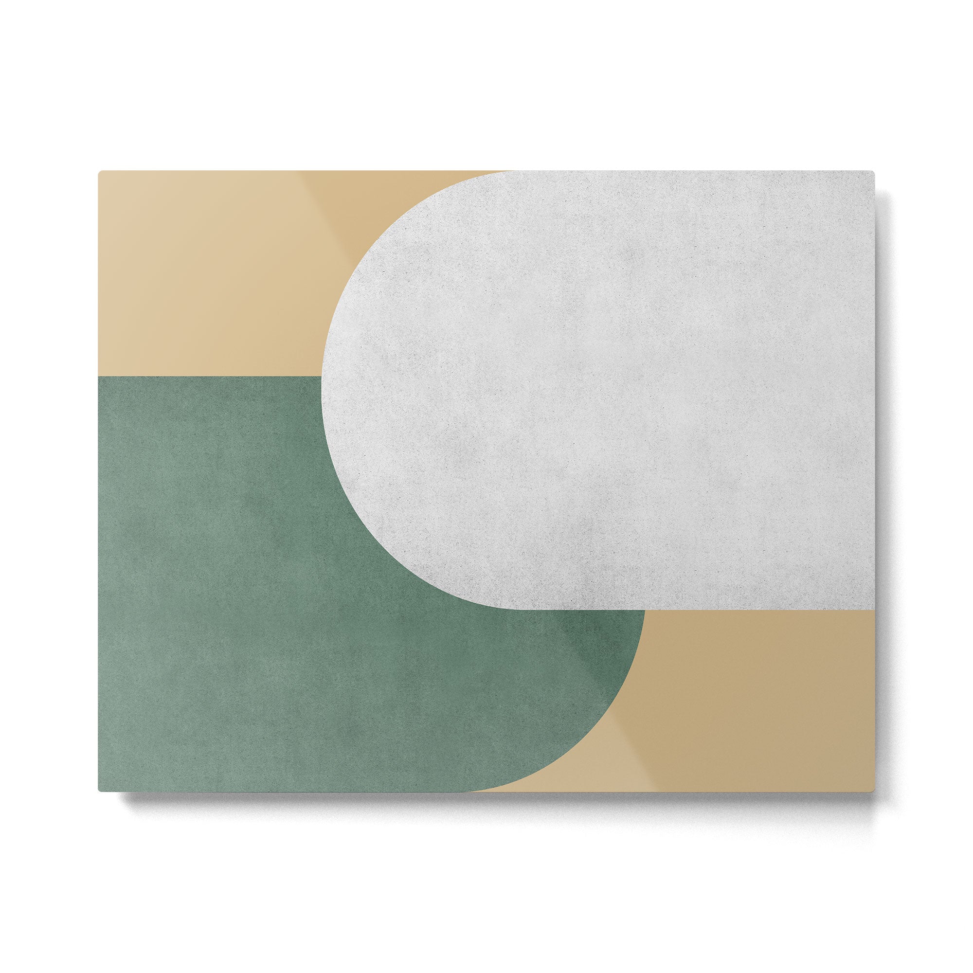 Halfmoon Colorblock - White Green on Gold Metal Print