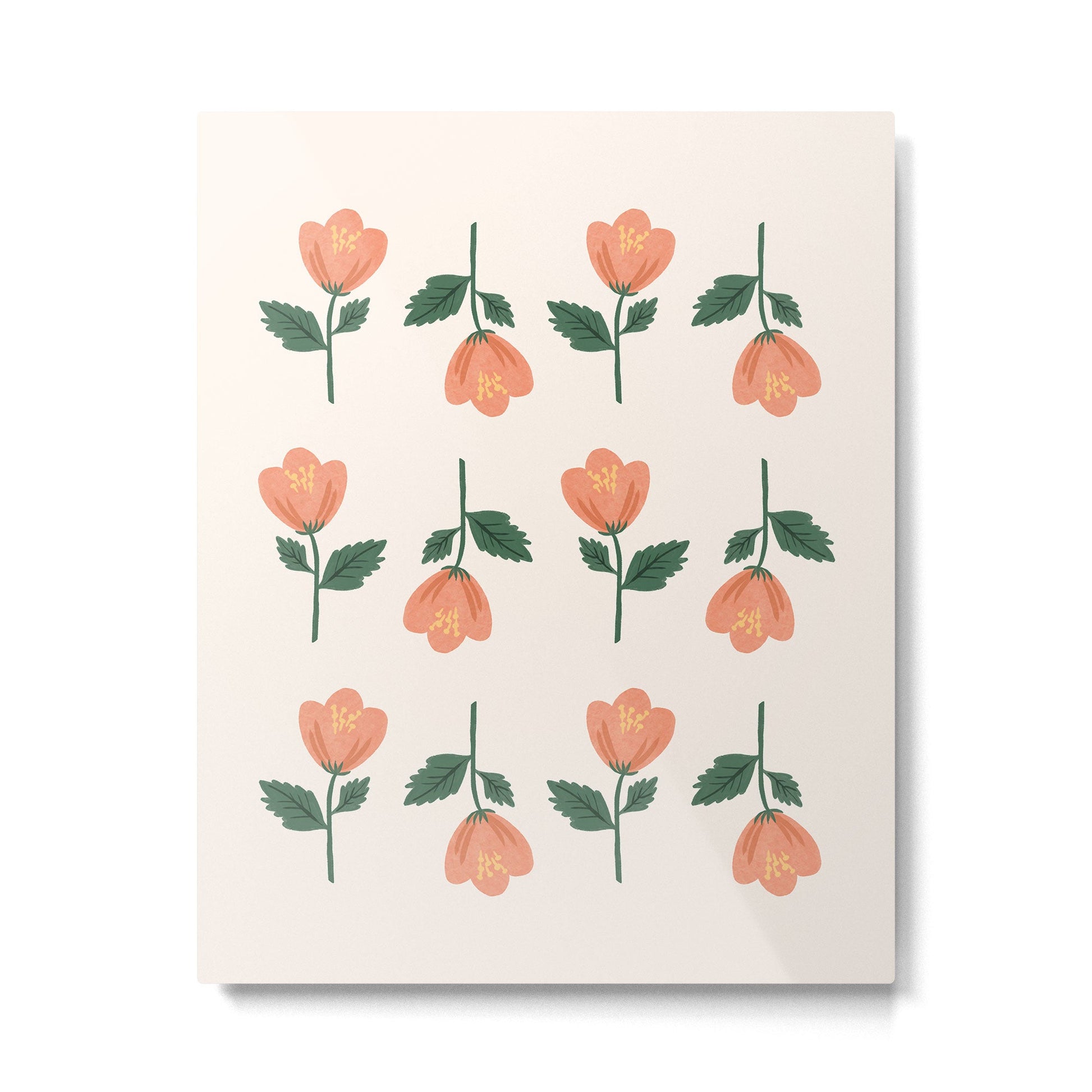 Pink Peony Pattern Metal Print