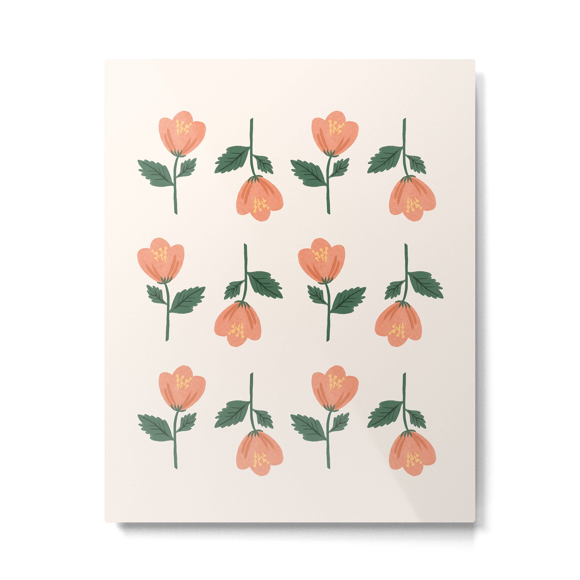 Pink Peony Pattern Metal Print