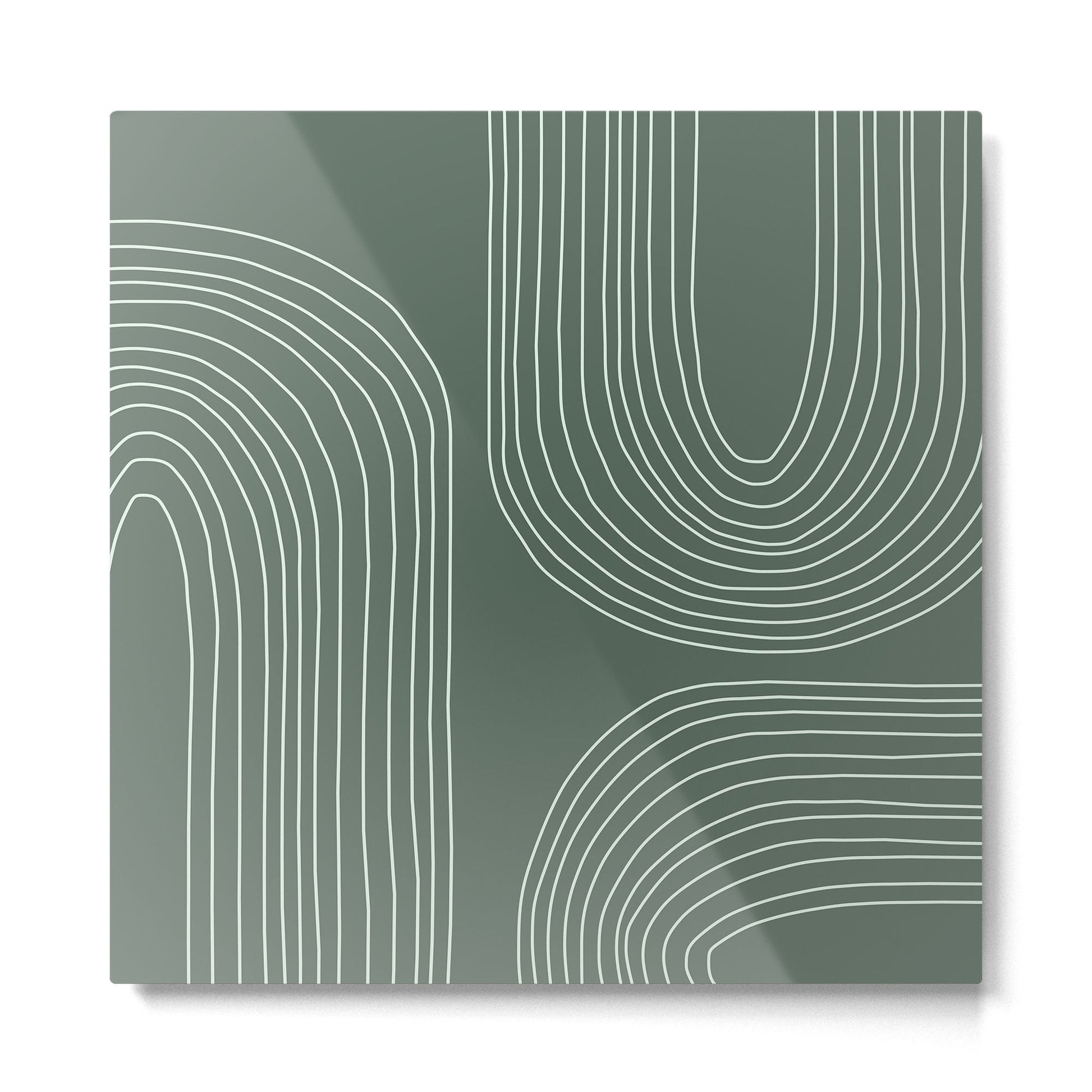 Hand drawn Geometric Lines in Forest Green 3 Metal Print