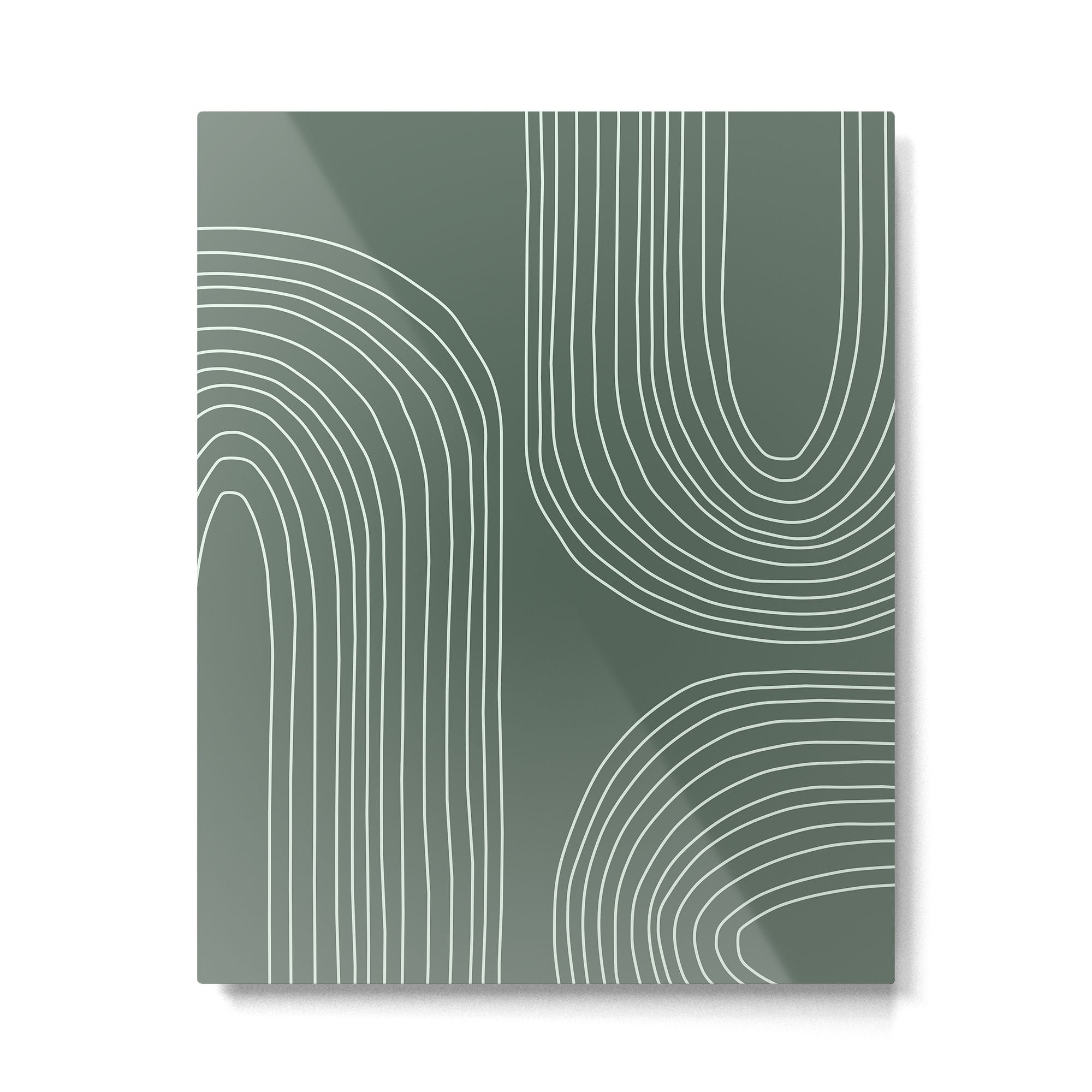 Hand drawn Geometric Lines in Forest Green 3 Metal Print