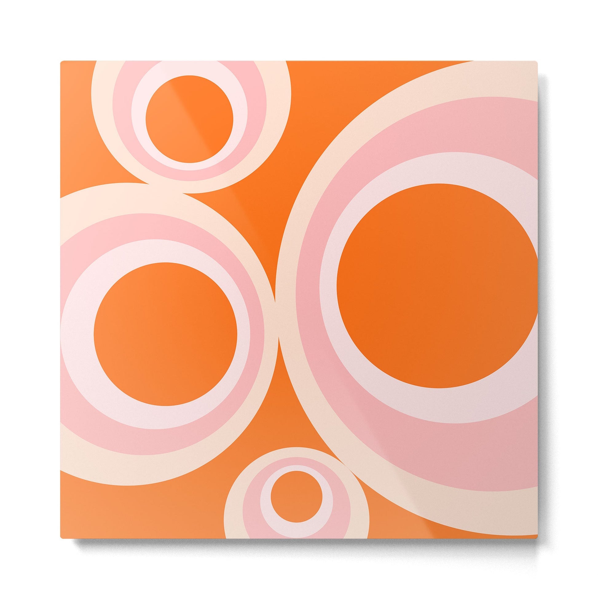 Calida - Retro Geometric Circle Pattern in Orange and Pink Metal Print