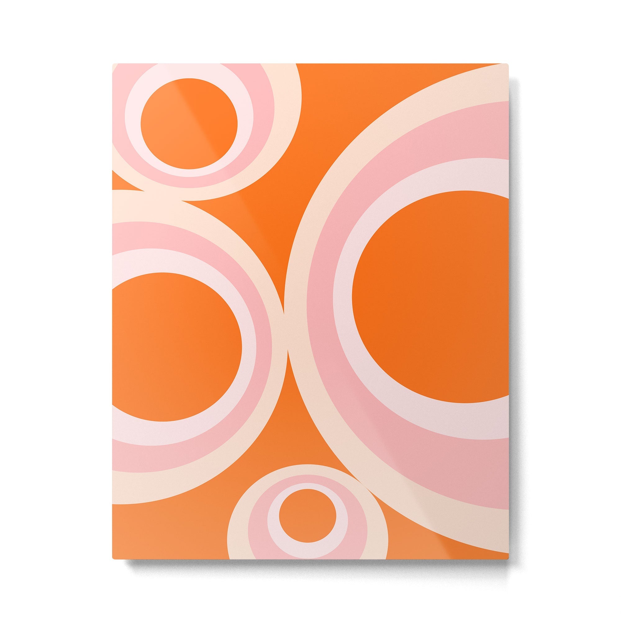 Calida - Retro Geometric Circle Pattern in Orange and Pink Metal Print