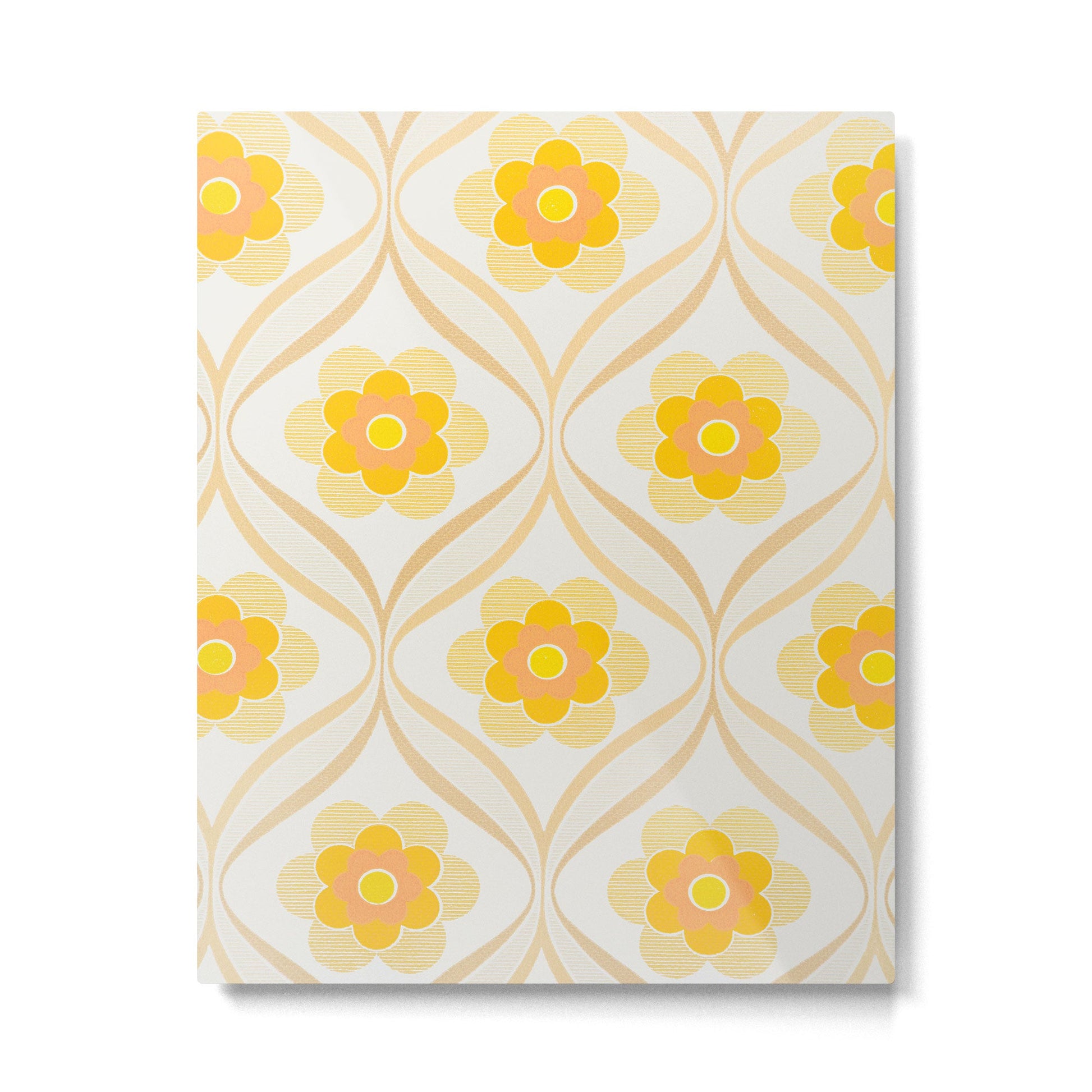 Vintage 70s Yellow Floral Pattern Metal Print