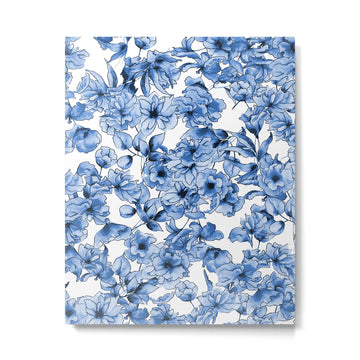 Abstract watercolor navy blue white floral illustration Metal Print