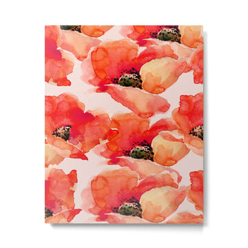Abstract watercolor red orange pink poppies flowers Metal Print