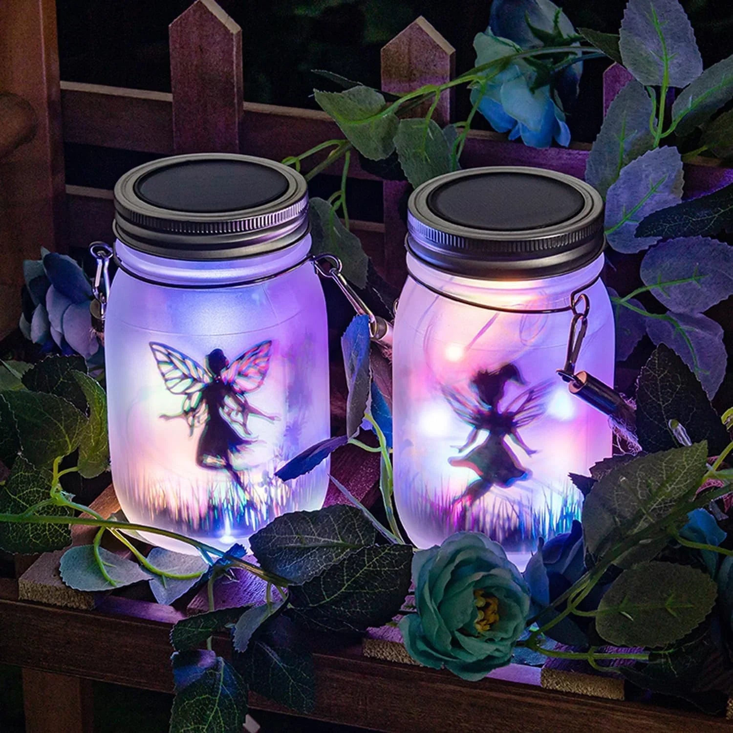 Set 4 Decoratiuni Solare cu Zane LED, Alb Cald sau Multicolor – Iluminare Ambientala pentru Gradina, Terasa si Balcon