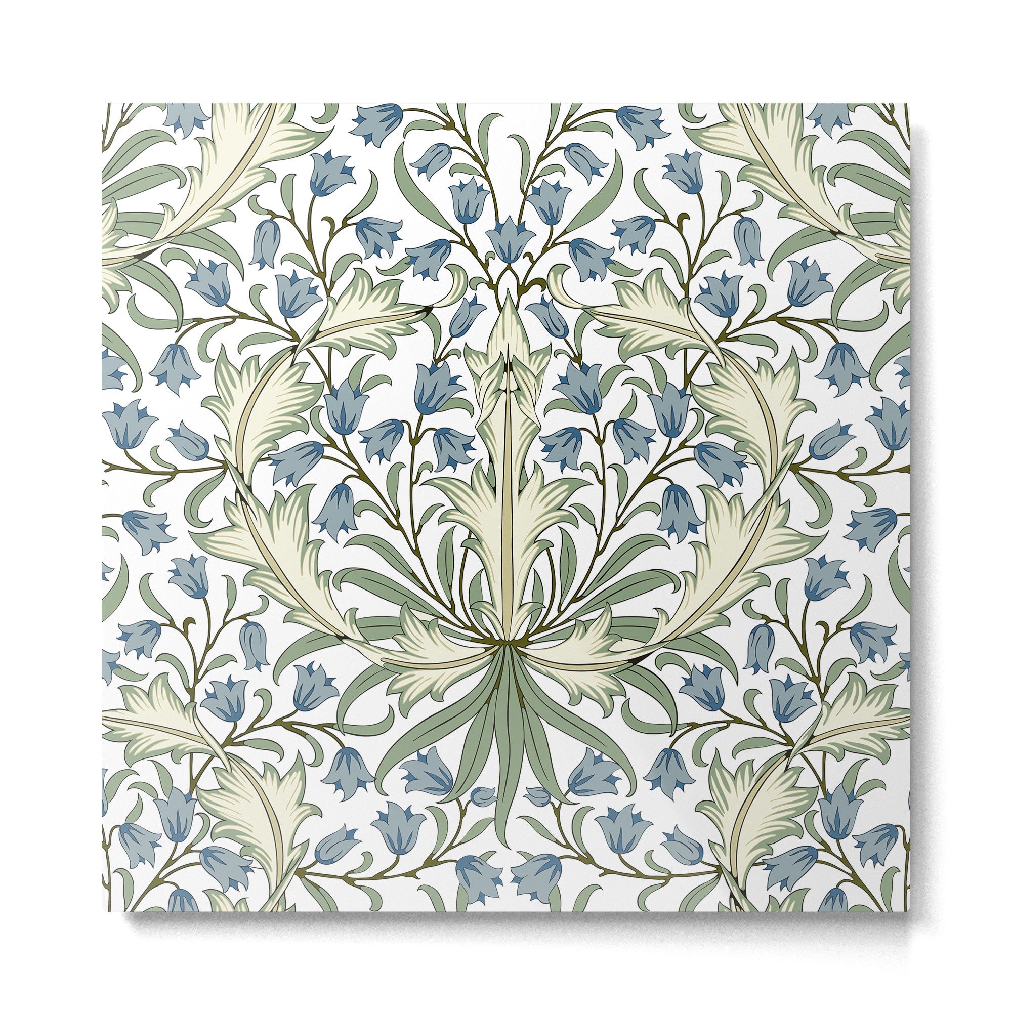 Vintage Bluebell Floral Blue Green by William Morris Metal Print