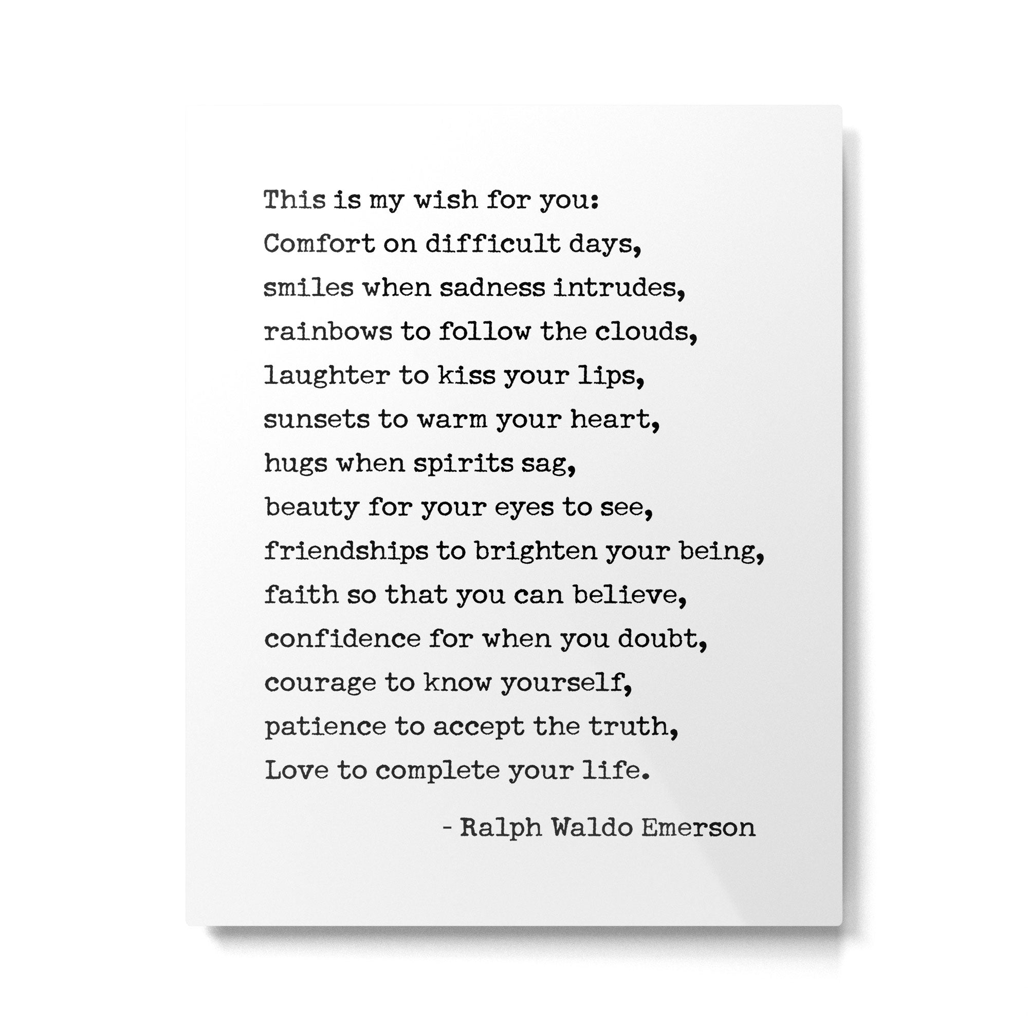 My Wish For You, Ralph Waldo Emerson Quote.  Metal Print