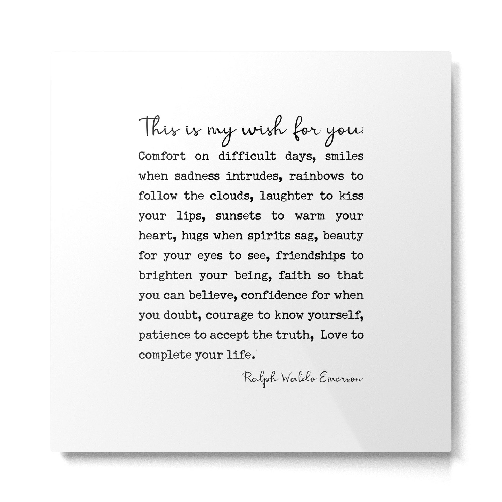 Ralph Waldo Emerson Quote, My Wish For You Metal Print