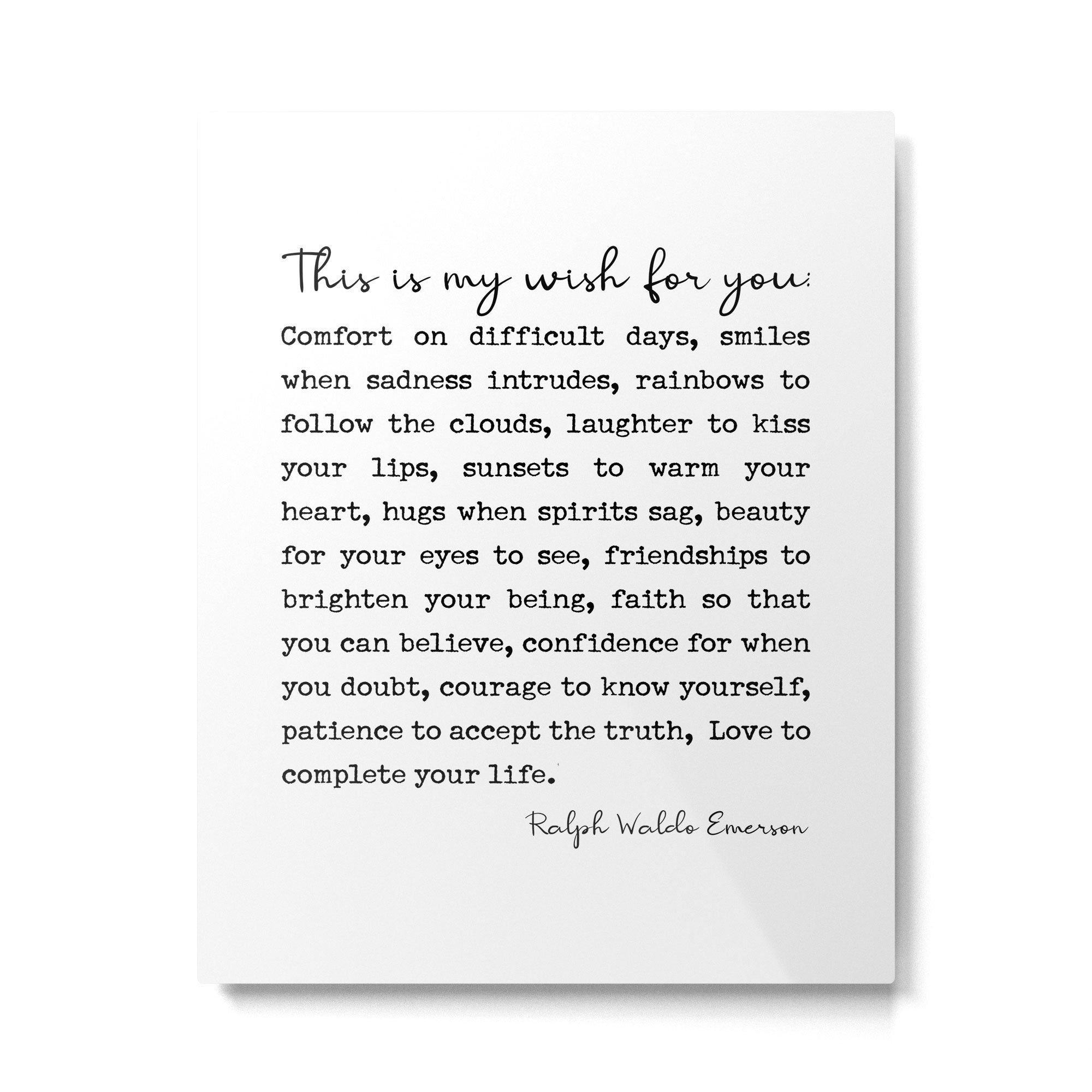 Ralph Waldo Emerson Quote, My Wish For You Metal Print