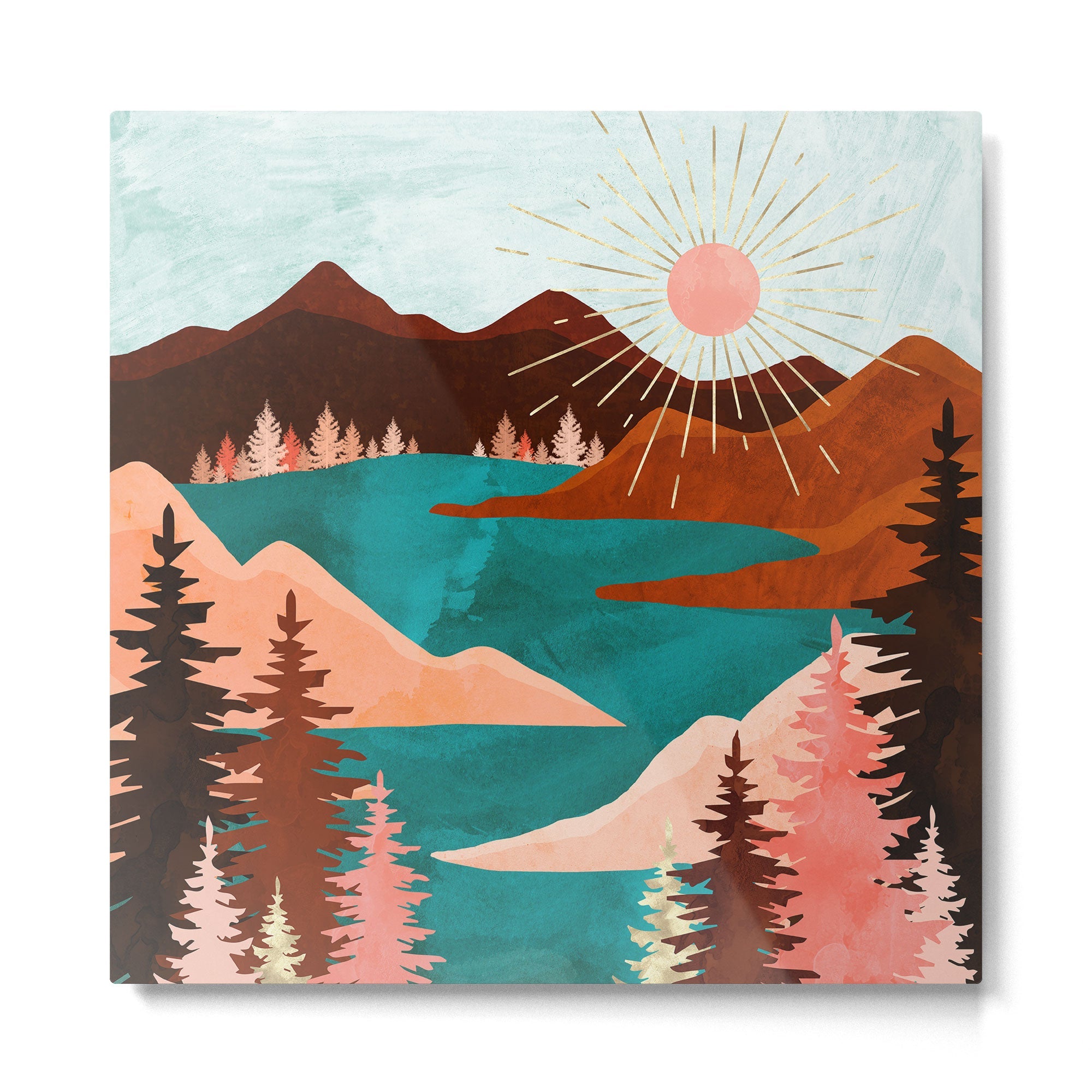 Retro Lake Metal Print
