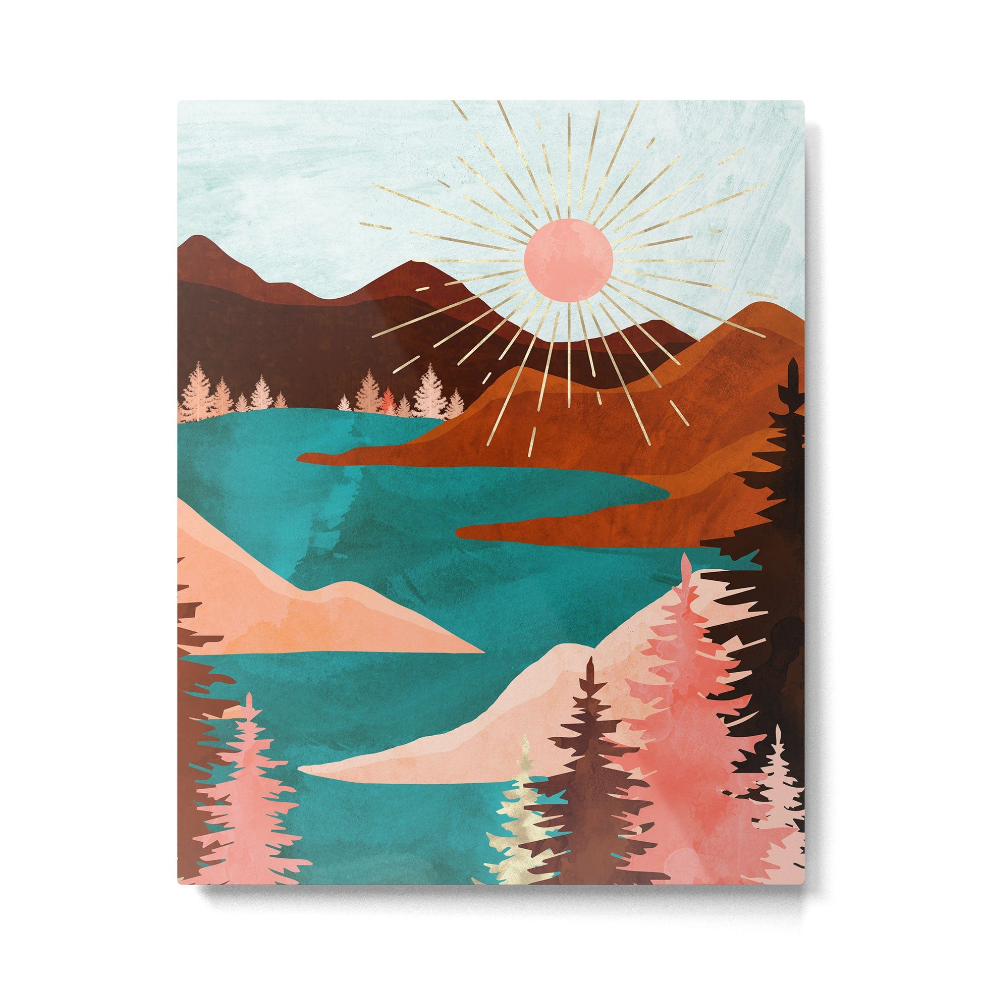 Retro Lake Metal Print