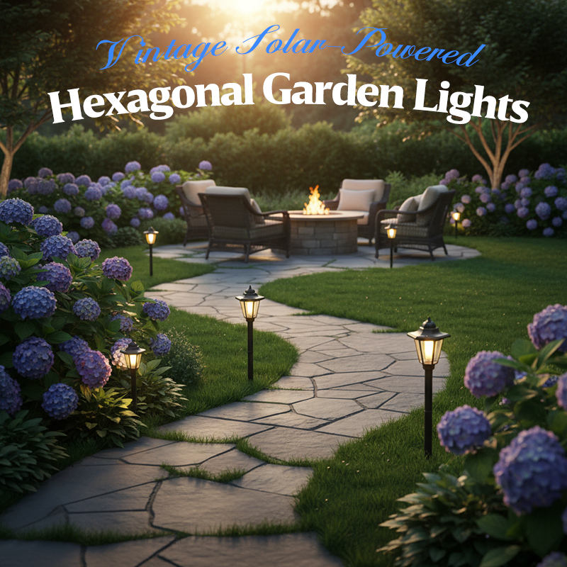 Vintage Zonne-energie Hexagonale Tuinlamp