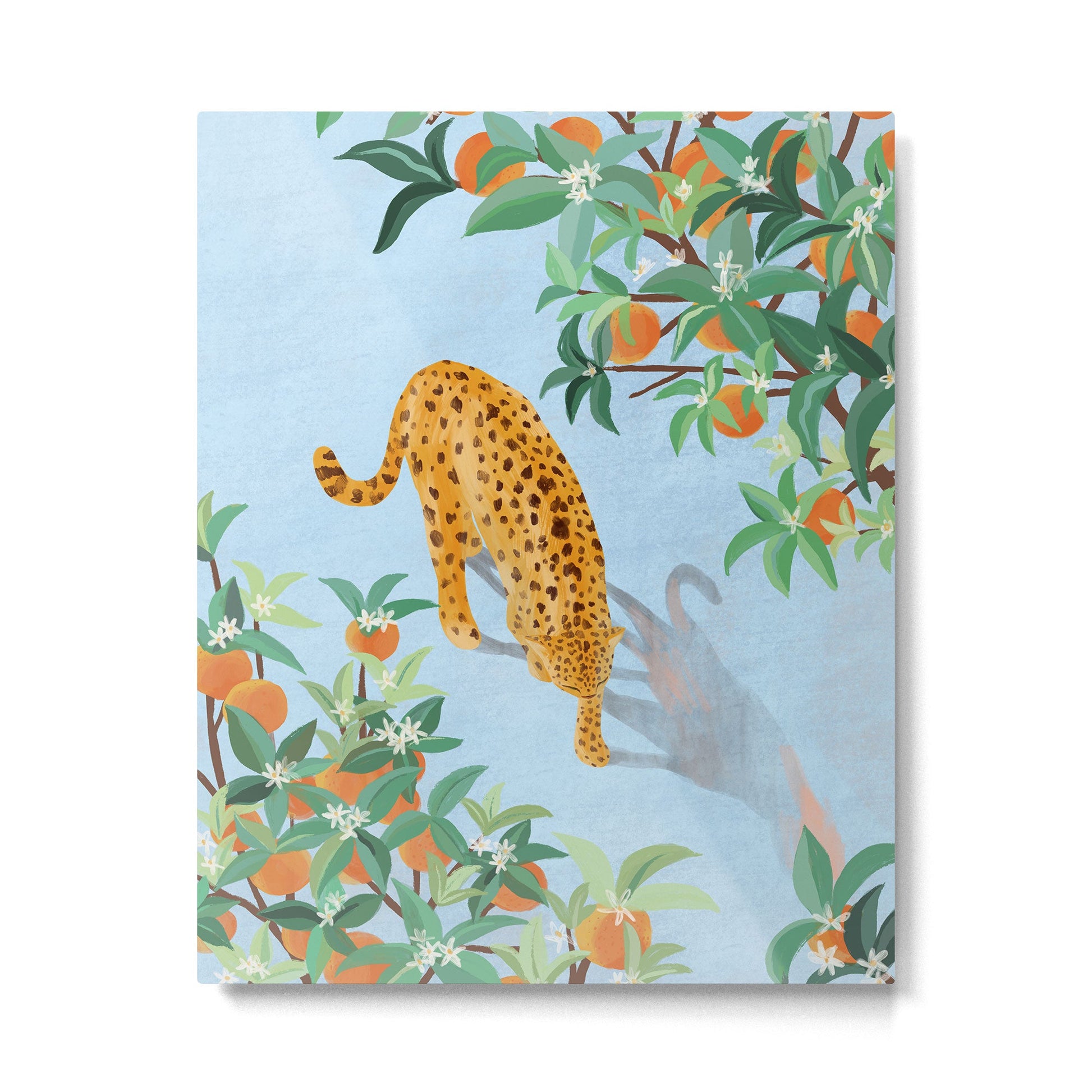 Leopard and Orange Trees Metal Print