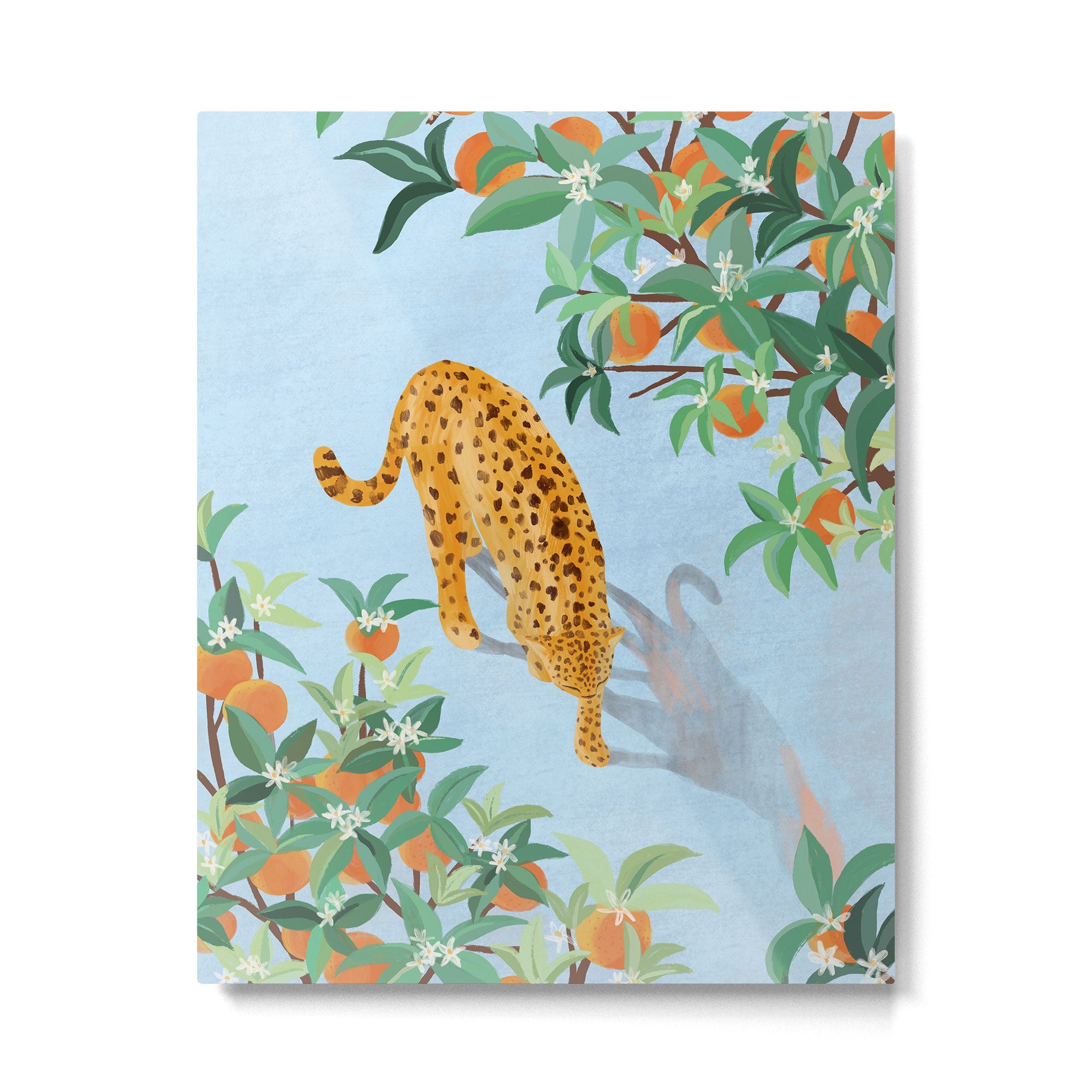 Leopard and Orange Trees Metal Print