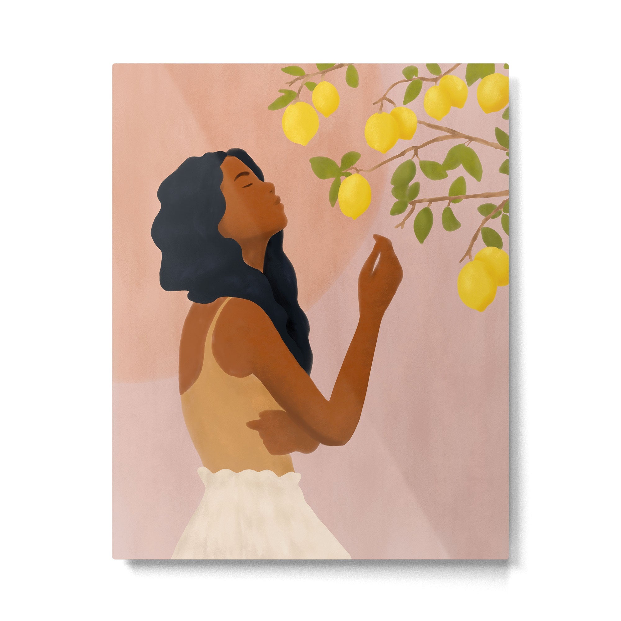 Girl and Her Lemons Metal Print